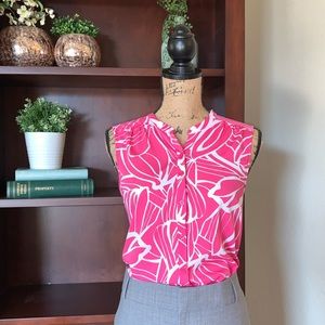 Pink Print Sleeveless Top by Banana Republic Large